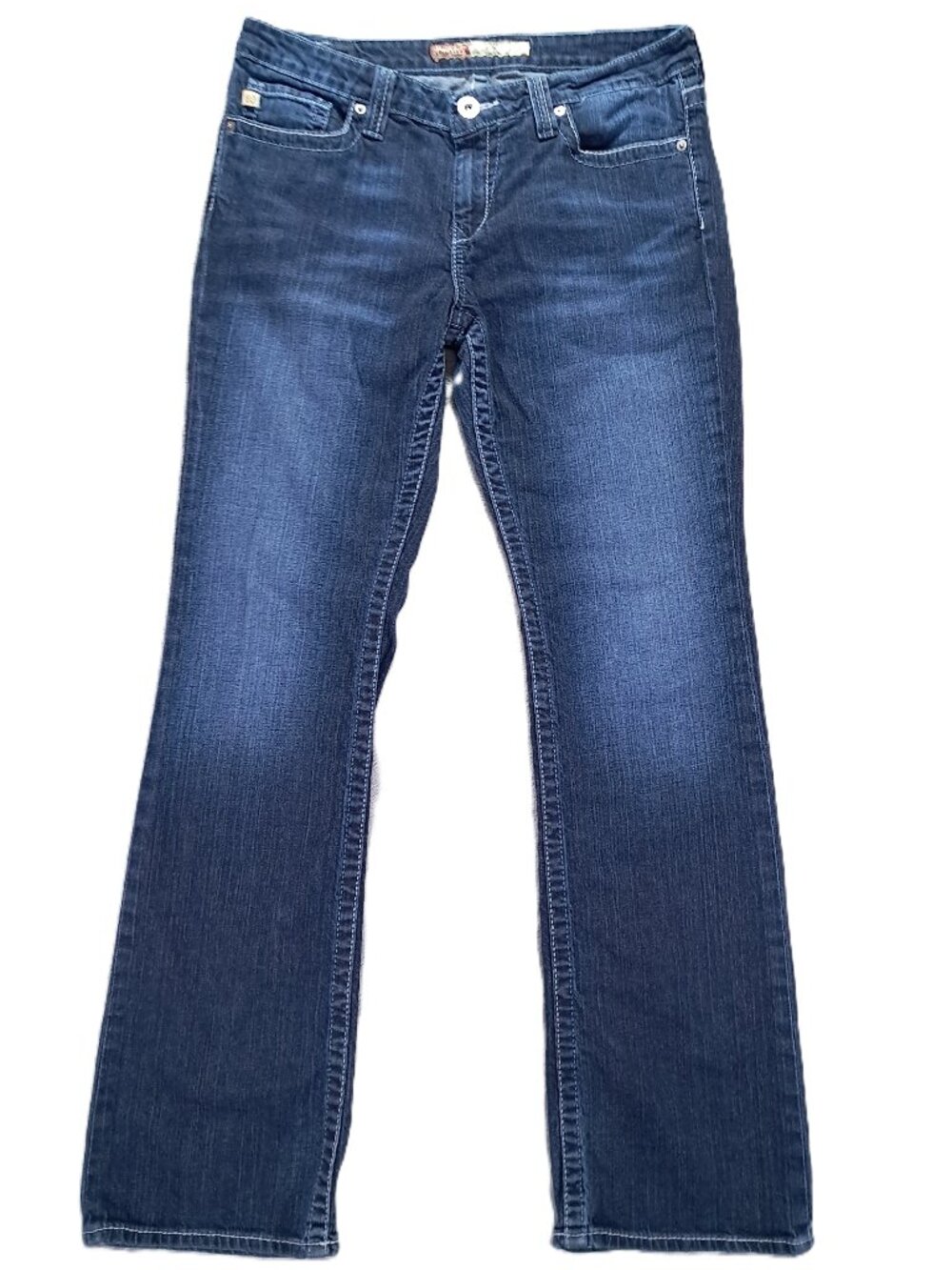 Big Star Remy Jean Women 33x33, Tag 32L Bootcut Low Rise Blue Denim Embroidered